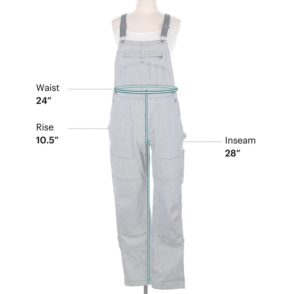 Duluth Trading Co Overalls Women L Blue Hickory Stripe Utility Bib Railroad New - Picture 8 of 11